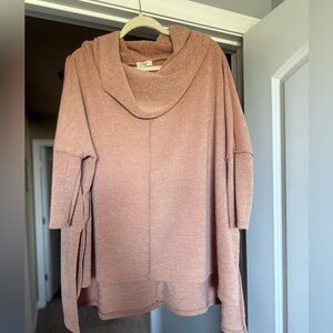 Two Piece Easel Women’s Set. Tan cropped wide leg pants and matching top